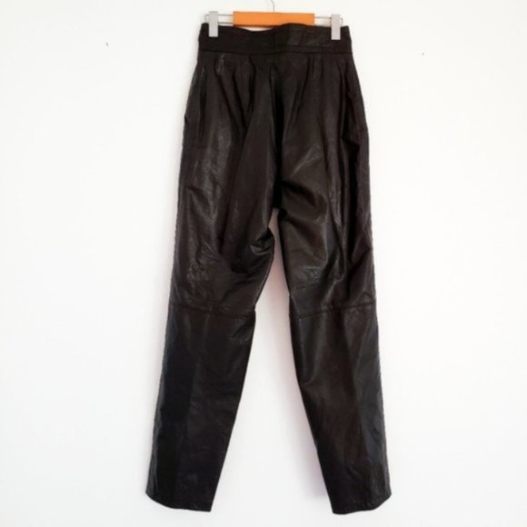 Vintage 80s Leather High Waisted Pants 8M - Picture 6 of 8
